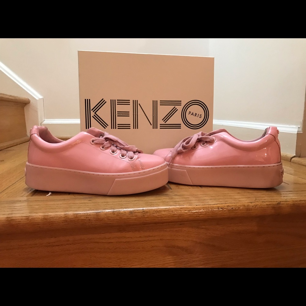 KENZO Paris Patent Leather Platform Sneakers